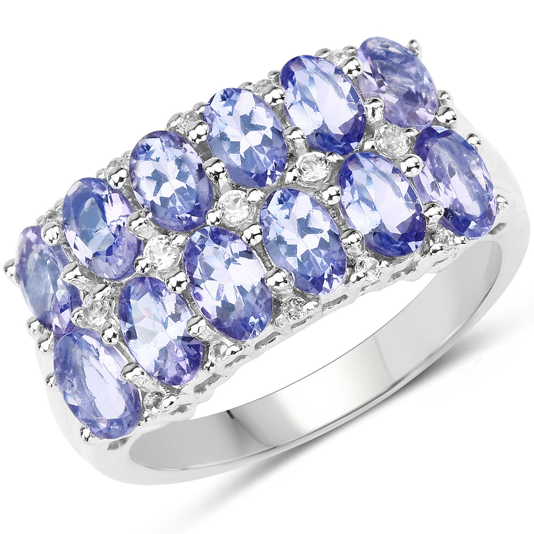 3.16 Carat Genuine Tanzanite &amp; White Topaz .925 Sterling Silver Ring by Bids.com