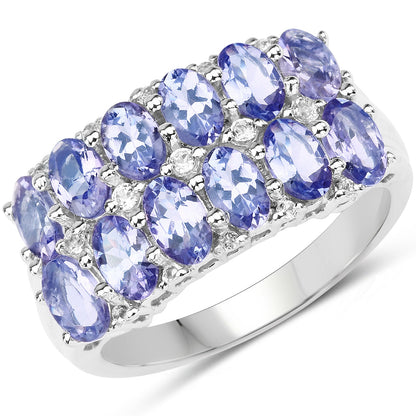 3.16 Carat Genuine Tanzanite &amp; White Topaz .925 Sterling Silver Ring by Bids.com
