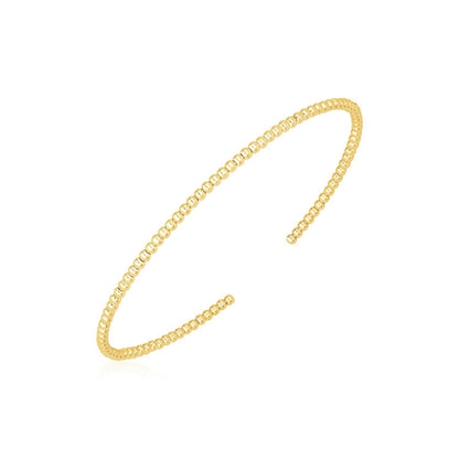 14k Yellow Gold High Polish Bead Cuff Bangle (2mm) by Bids.com
