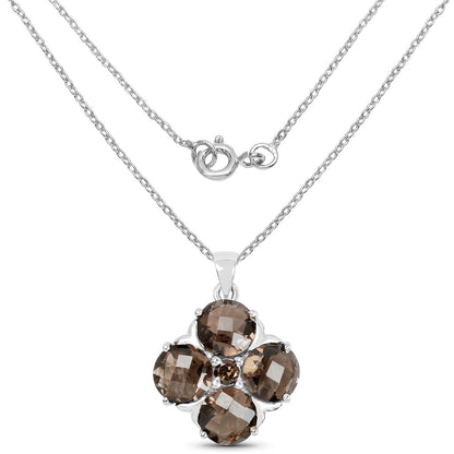 7.03 Carat Genuine Smoky Quartz .925 Sterling Silver Pendant  DestGlow