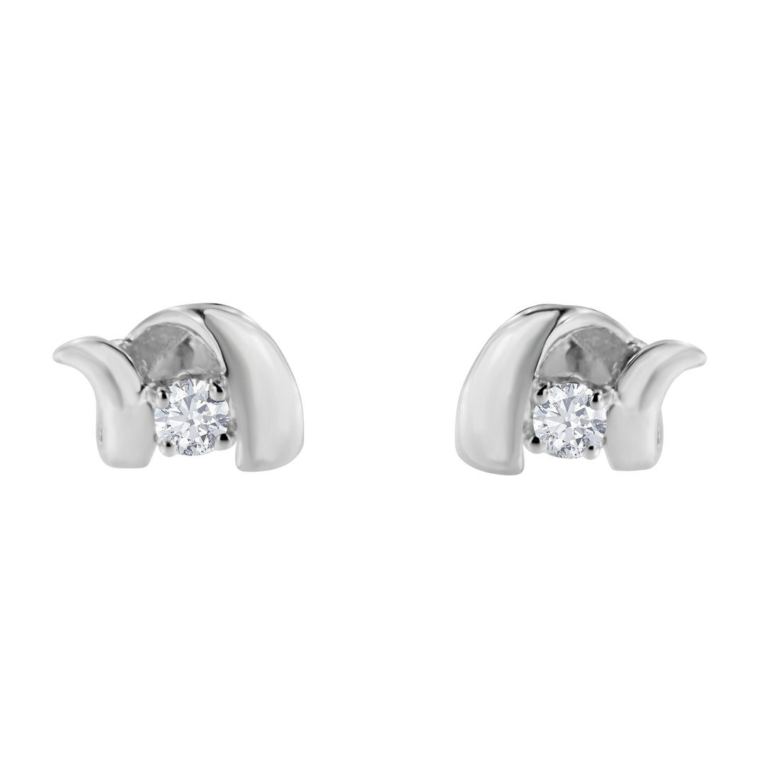 .925 Sterling Silver Round Cut Diamond Fashion Stud Earrings (0.10 cttw, I-J Color, I2-I3 Clarity) by Bids.com