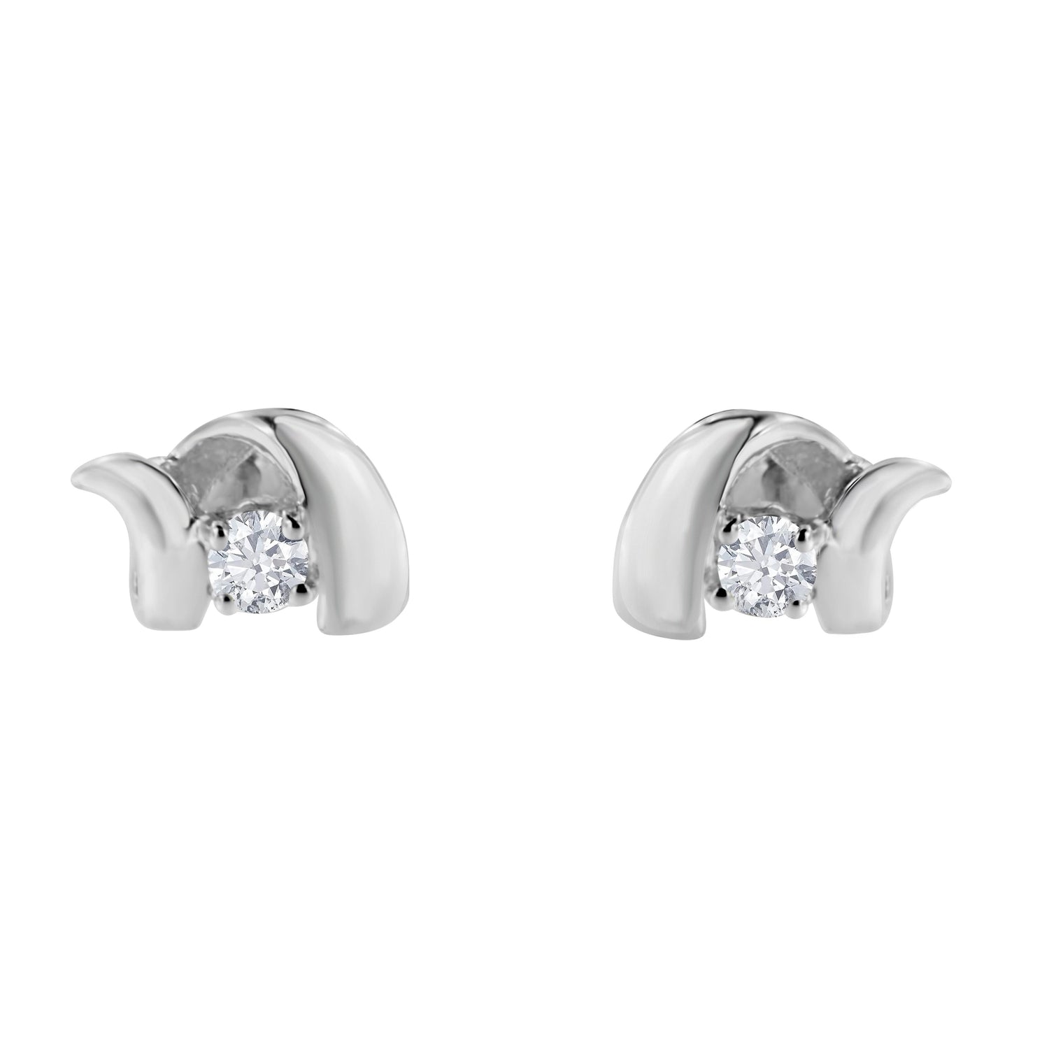 .925 Sterling Silver Round Cut Diamond Fashion Stud Earrings (0.10 cttw, I-J Color, I2-I3 Clarity) by Bids.com