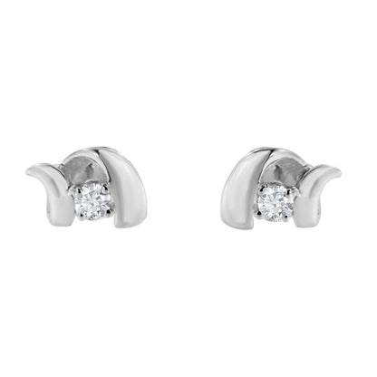 .925 Sterling Silver Round Cut Diamond Fashion Stud Earrings (0.10 cttw, I-J Color, I2-I3 Clarity) by Bids.com