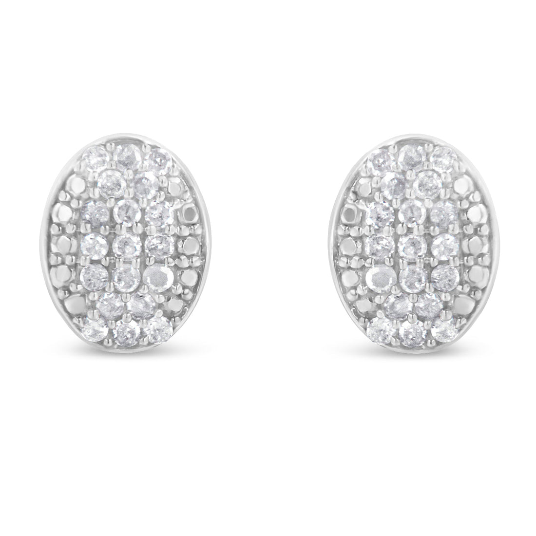 Sterling Silver Round Diamond Oval Cluster Earrings (1/2 cttw, I-J Color, I2-I3 Clarity) by Bids.com