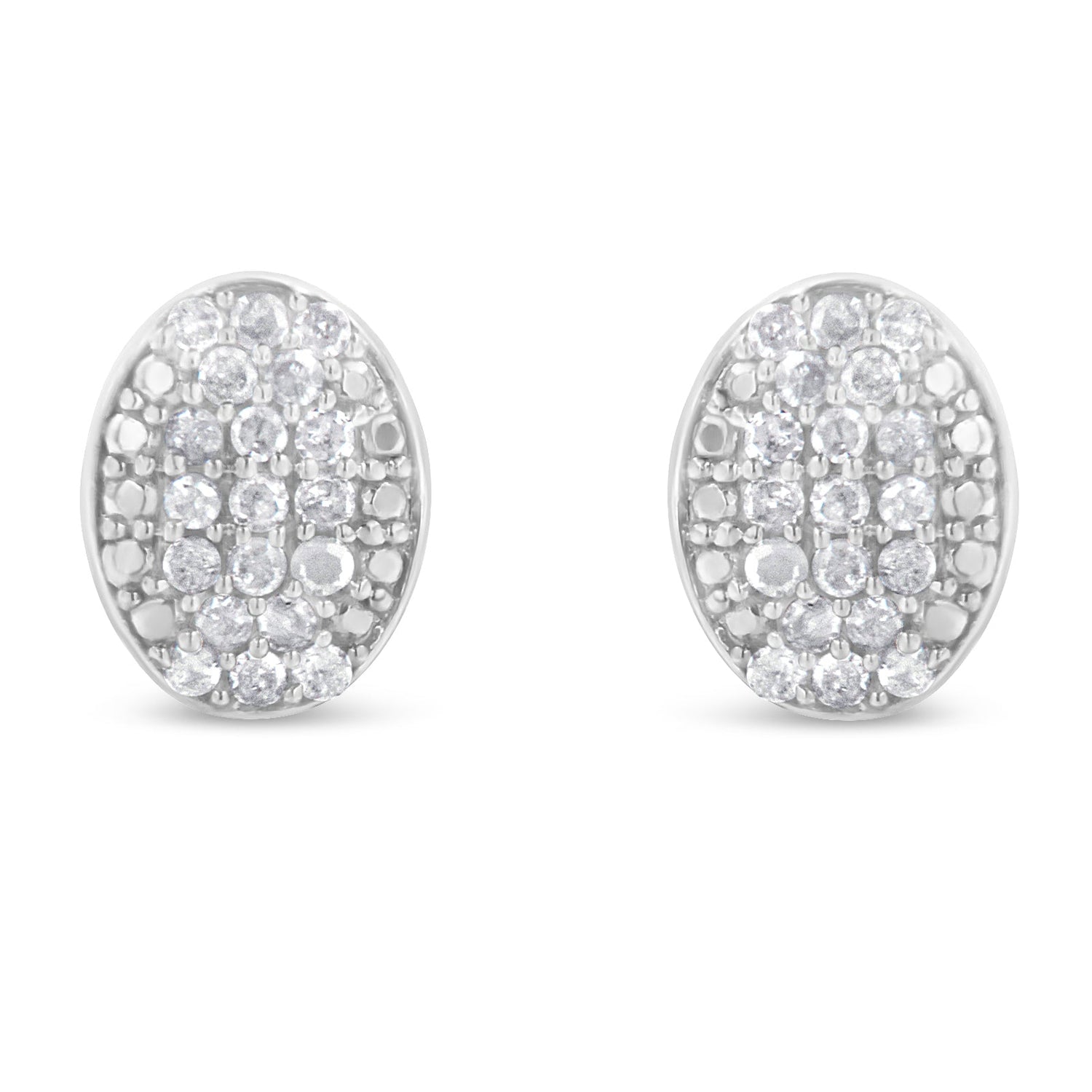 Sterling Silver Round Diamond Oval Cluster Earrings (1/2 cttw, I-J Color, I2-I3 Clarity) by Bids.com