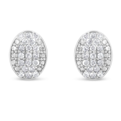 Sterling Silver Round Diamond Oval Cluster Earrings (1/2 cttw, I-J Color, I2-I3 Clarity) by Bids.com