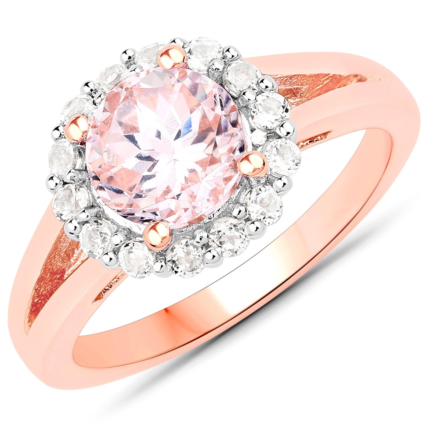 2.25 Carat Genuine Kunzite and White Topaz .925 Sterling Silver Ring by Bids.com