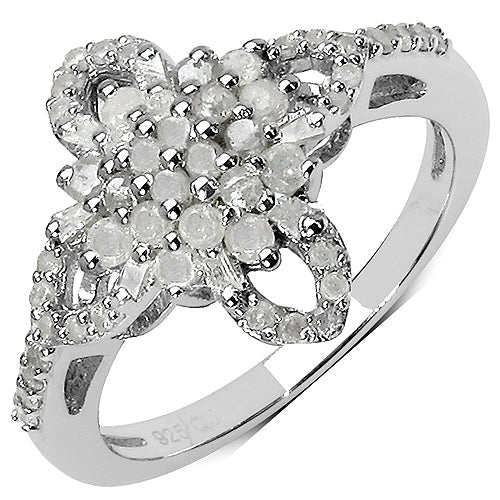 0.63 Carat Genuine White Diamond &amp; Yellow Diamond .925 Sterling Silver Ring by Bids.com