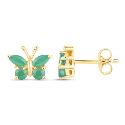 0.50 Carat Genuine Emerald .925 Sterling Silver Earrings  DestGlow