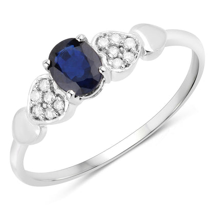 0.44 Carat Genuine Blue Sapphire and White Diamond 14K White Gold Ring by Bids.com