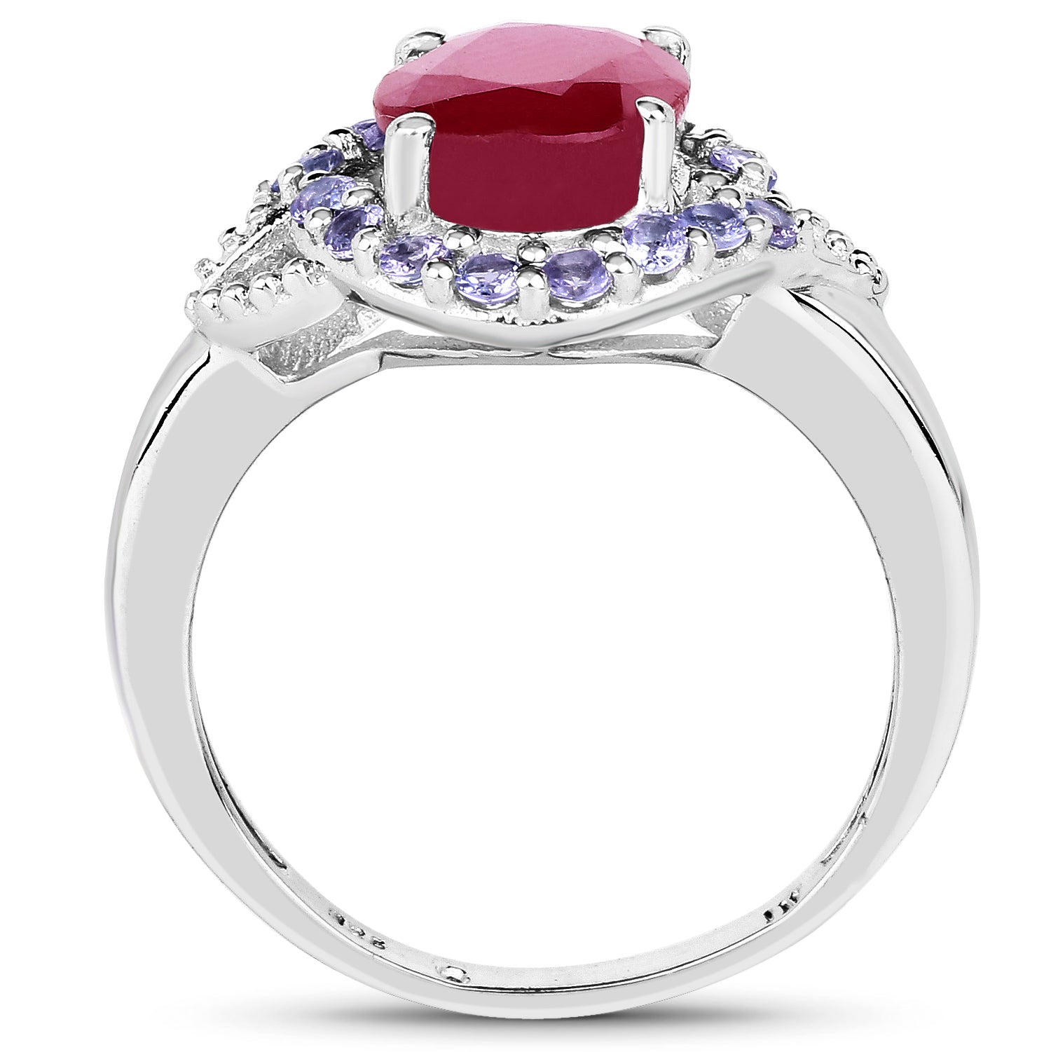 4.03 Carat Genuine Glass Filled Ruby &amp; Tanzanite .925 Sterling Silver Ring by Bids.com