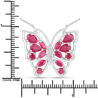 2.88 Carat Genuine Ruby and White Zircon .925 Sterling Silver Necklace by Bids.com