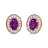 14K Rose Gold 7x5mm Oval Cut Garnet and 3/8 Cttw Round Diamond Halo Stud Earrings (G-H Color, SI1-SI2 Clarity) by Bids.com
