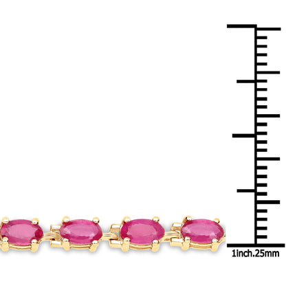 14K Yellow Gold Plated 7.00 Carat Glass Filled Ruby .925 Sterling Silver Bracelet by Bids.com