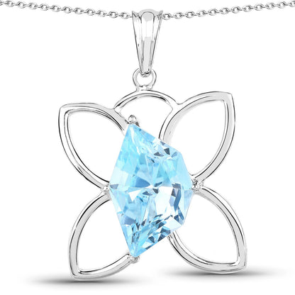 10.58 Carat Genuine Swiss Blue Topaz .925 Sterling Silver Pendant  DestGlow