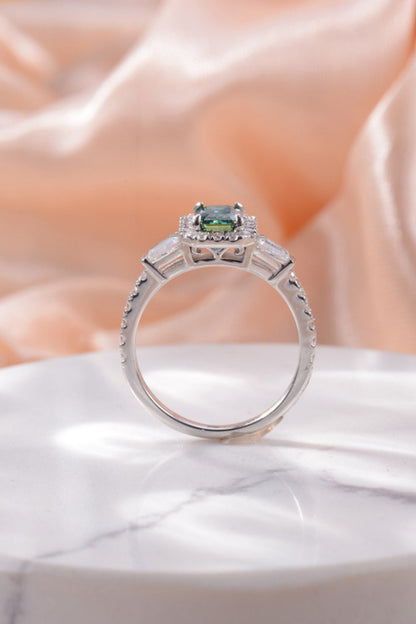 1 Carat Green Emerald-Cut Sparkala™ Platinum Over Pure Sterling Silver Ring - DestGlow