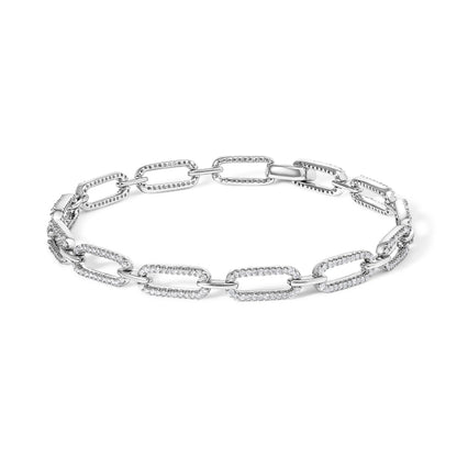14K White Gold 1.00 Cttw Paperclip Link Bracelet by Bids.com