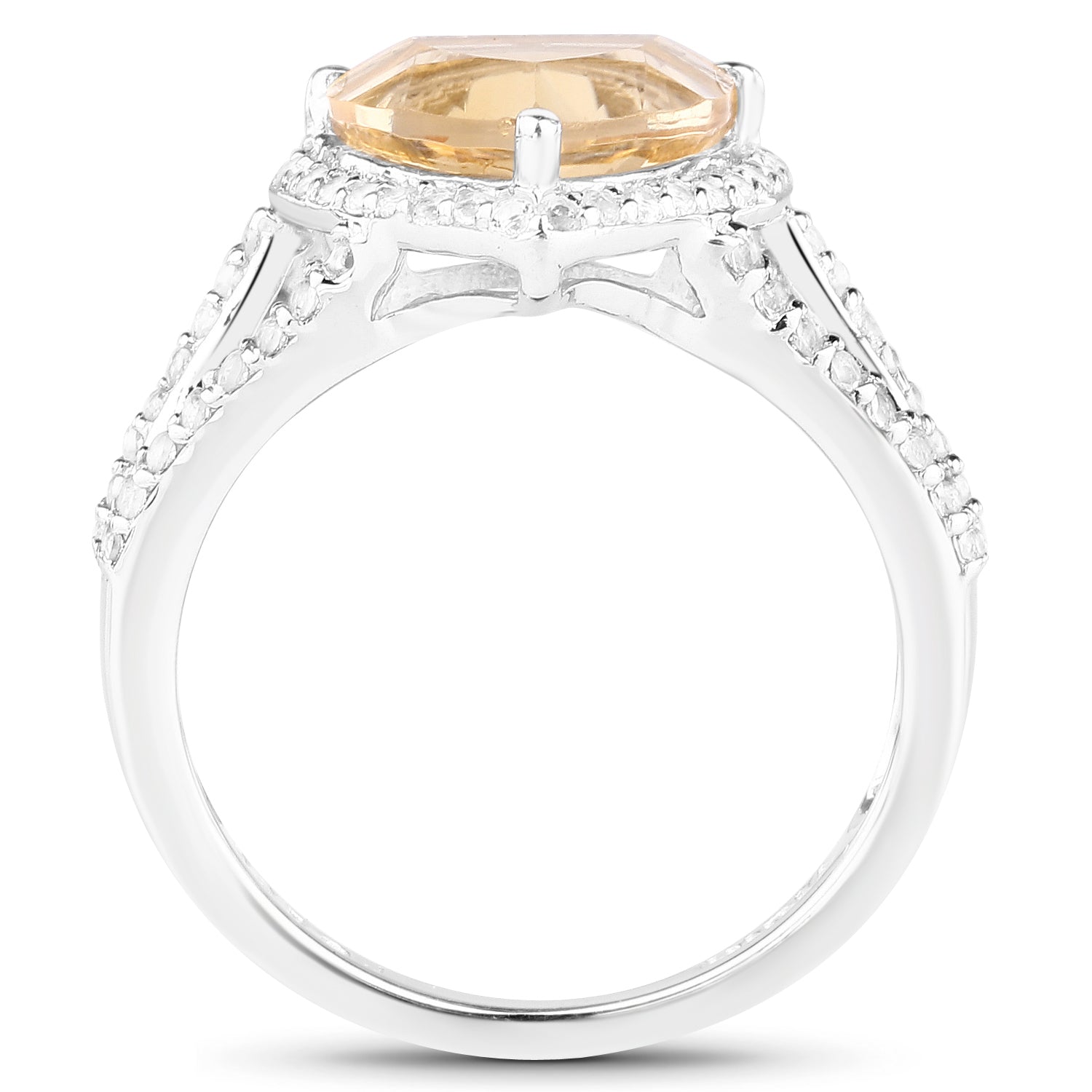 3.06 Carat Genuine Citrine and White Topaz .925 Sterling Silver Ring by Bids.com