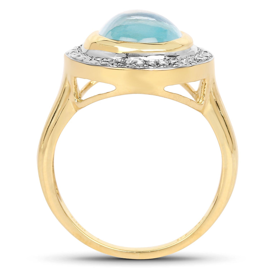 14K Yellow Gold Plated 6.70 Carat Genuine Blue Topaz .925 Sterling Silver Ring  DestGlow