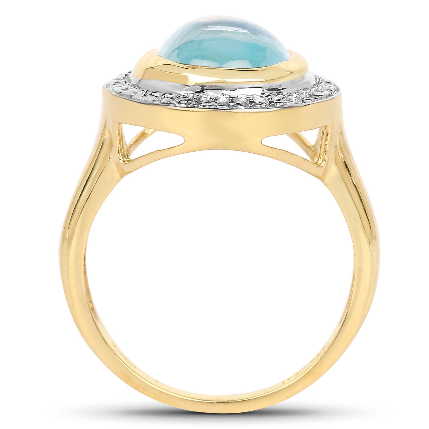 14K Yellow Gold Plated 6.70 Carat Genuine Blue Topaz .925 Sterling Silver Ring  DestGlow