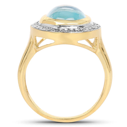 14K Yellow Gold Plated 6.70 Carat Genuine Blue Topaz .925 Sterling Silver Ring  DestGlow