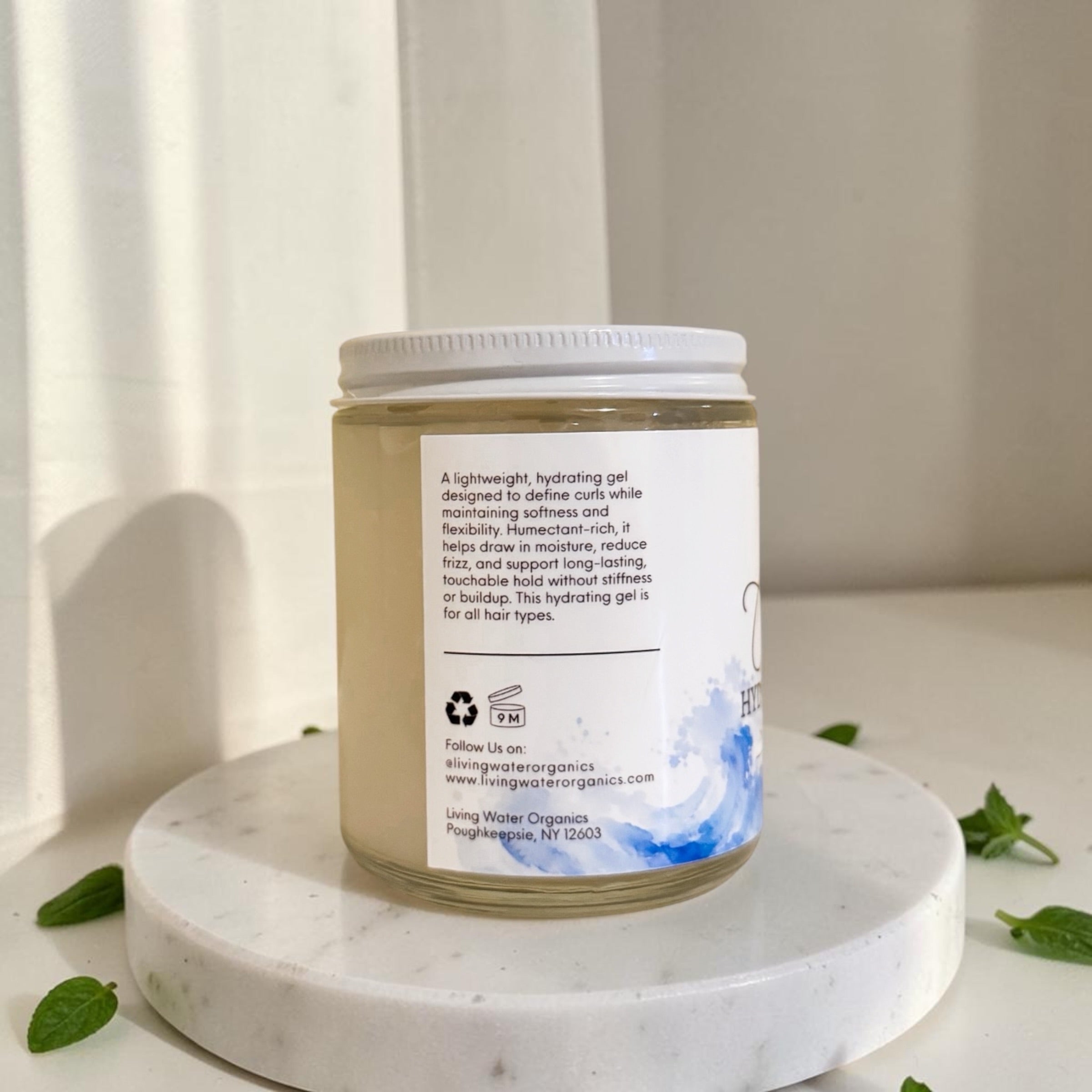 Hydrating Curl Gel for Curly, Coily, and Wavy Hair Oil-Free (Buildable Medium to Strong Hold) by Living Water Organics