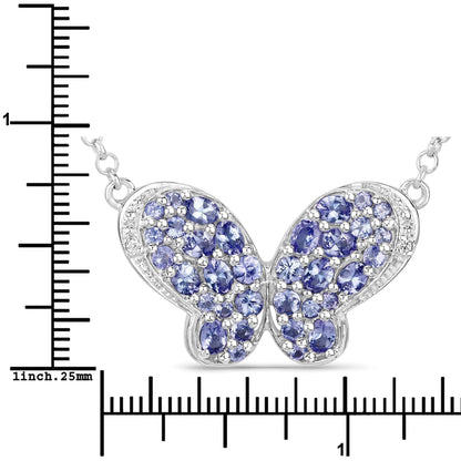 3.31 Carat Genuine Tanzanite and White Zircon .925 Sterling Silver Pendant  DestGlow