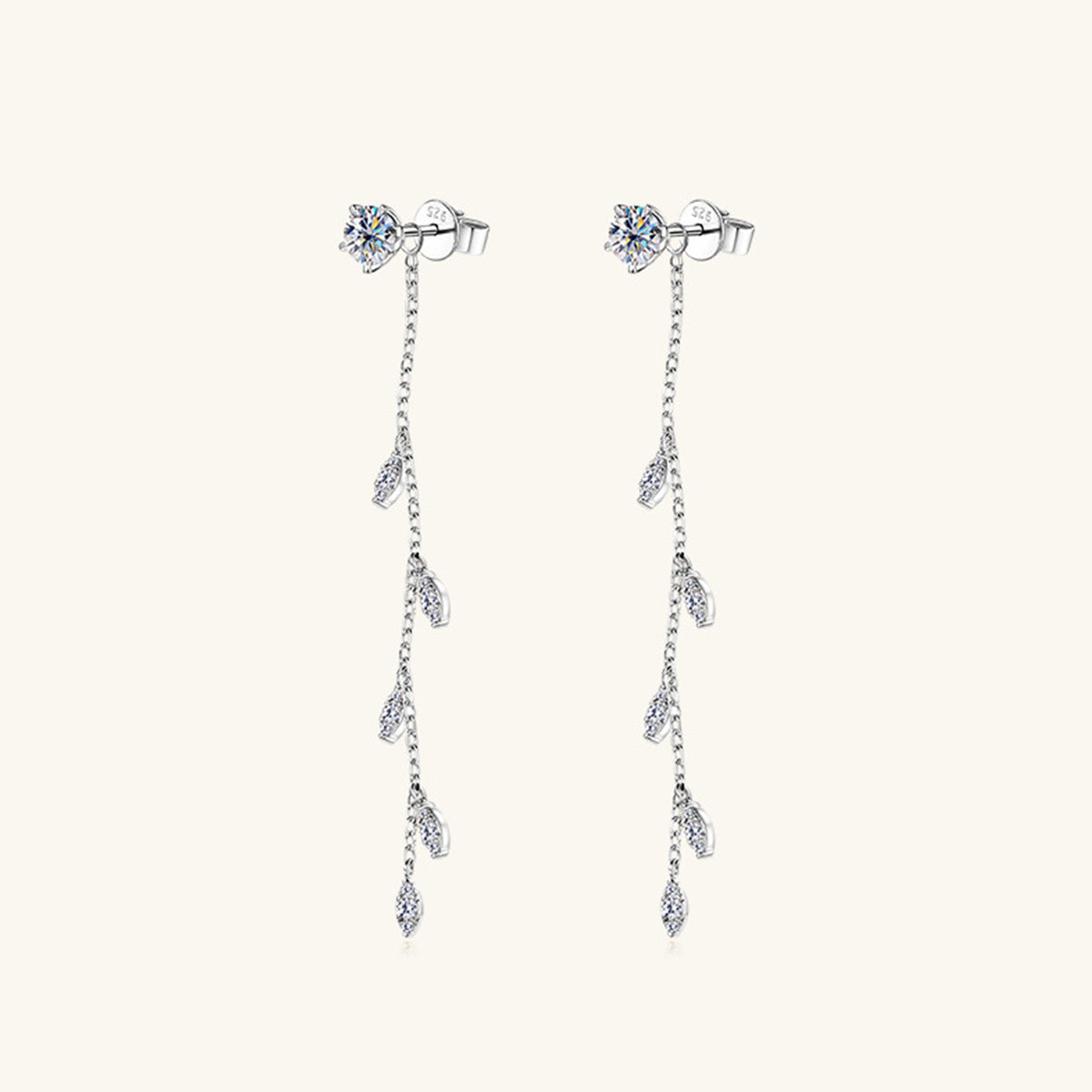 1.38 Carat Sparkala™ Pure Sterling Silver Leaf Earrings - DestGlow