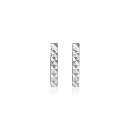 14k White Gold Textured Bar Earrings by Bids.com