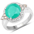 3.51 Carat Genuine Emerald, Champagne Diamond and White Diamond .925 Sterling Silver Ring by Bids.com