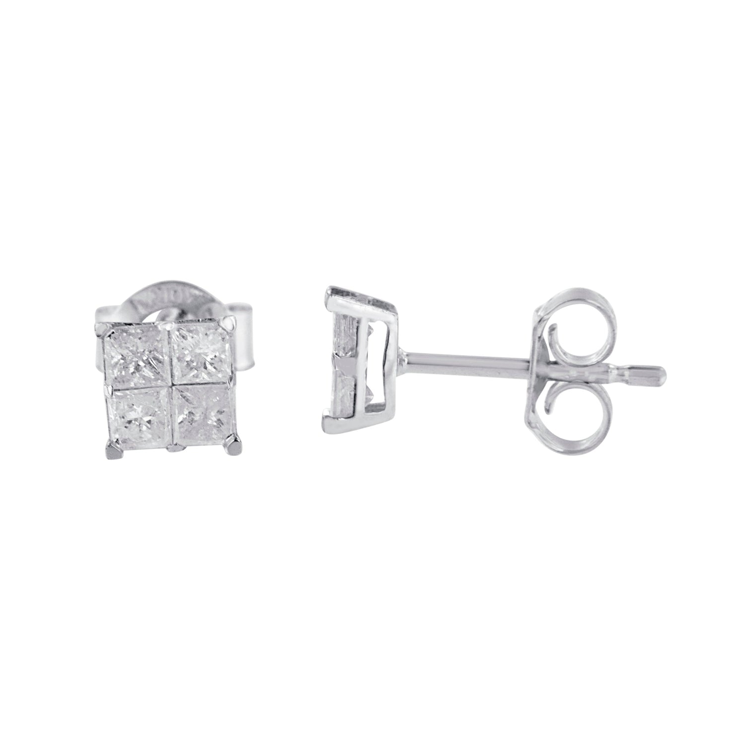 10k White Gold Diamond Stud Earrings (0.60 cttw, I-J Color, I2-I3 Clarity) by Bids.com