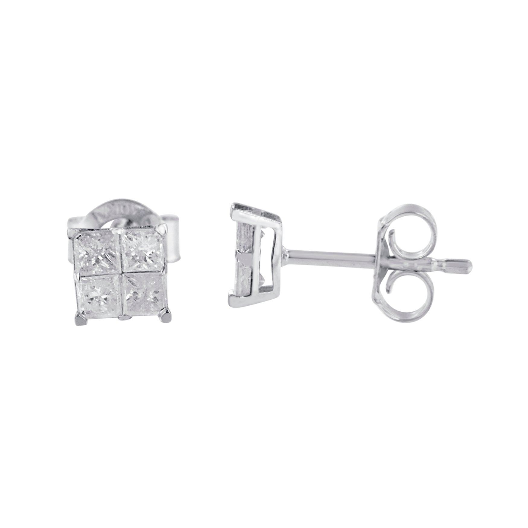10k White Gold Diamond Stud Earrings (0.60 cttw, I-J Color, I2-I3 Clarity) by Bids.com
