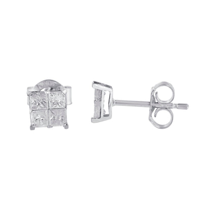 10k White Gold Diamond Stud Earrings (0.60 cttw, I-J Color, I2-I3 Clarity) by Bids.com