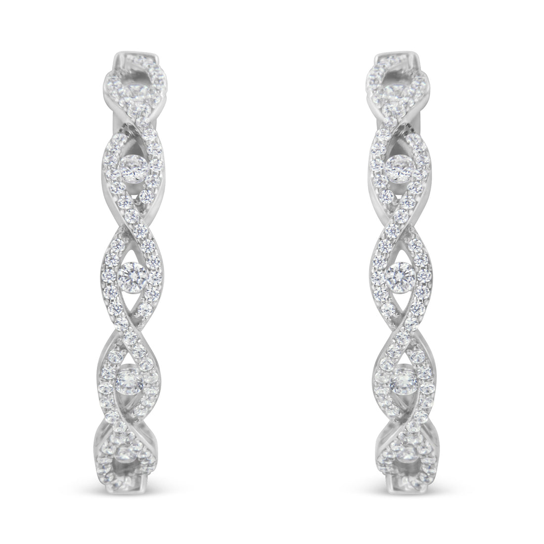 10K White Gold Diamond Hoop Earrings (1 1/2 cttw, H-I Color, I1-I2 Clarity) by Bids.com