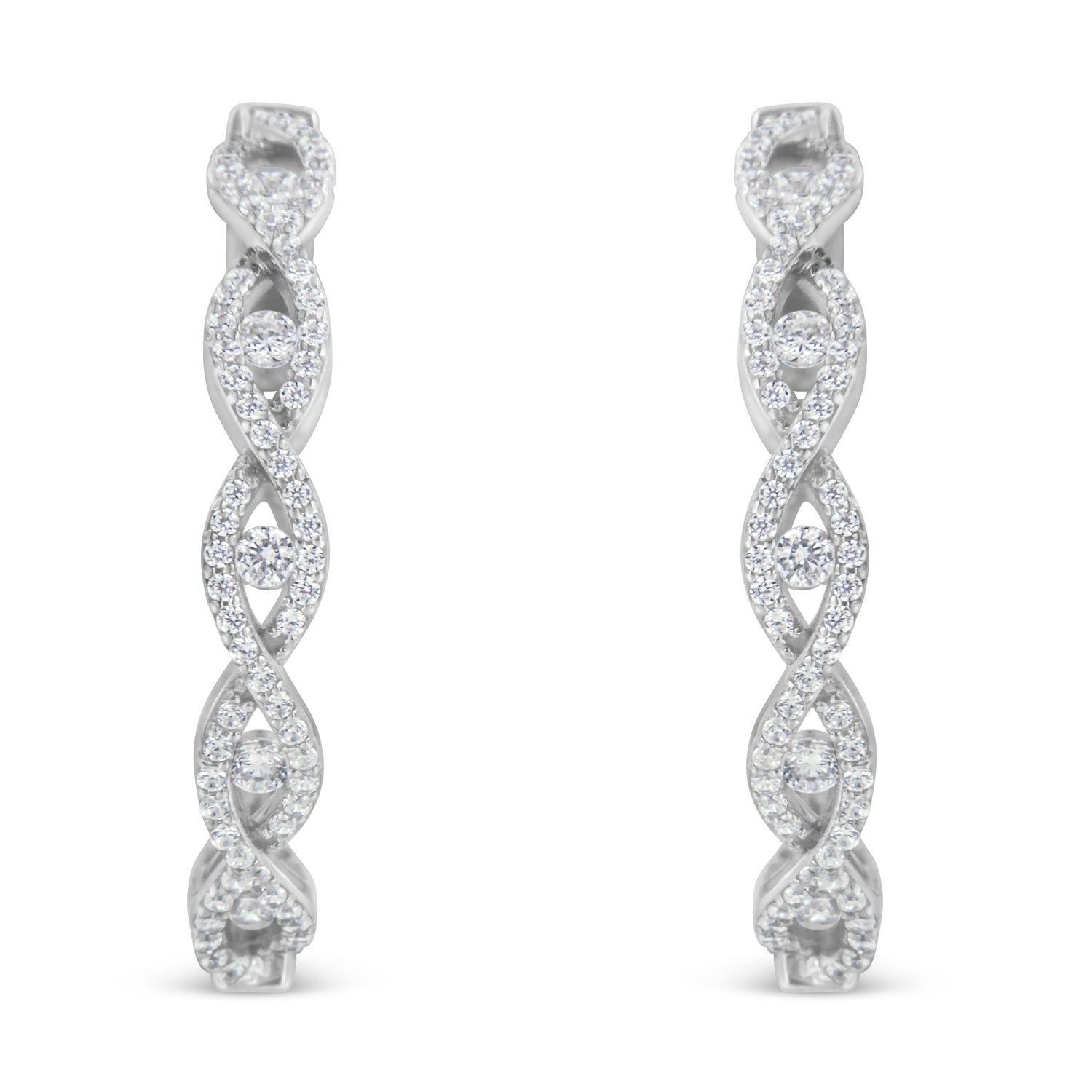 10K White Gold Diamond Hoop Earrings (1 1/2 cttw, H-I Color, I1-I2 Clarity) by Bids.com