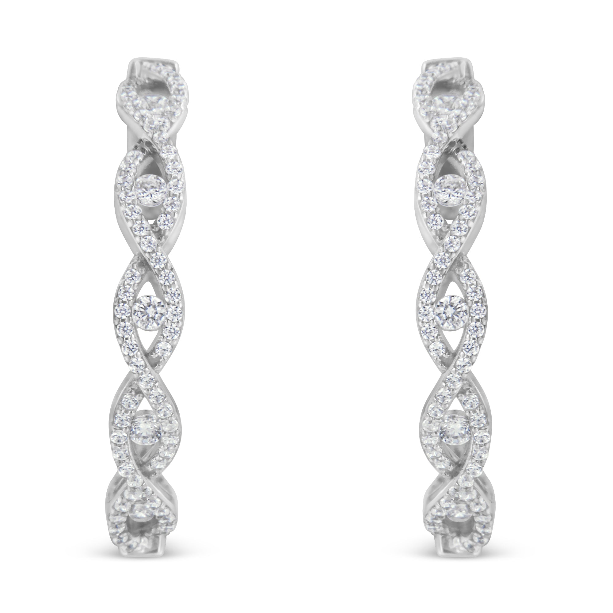10K White Gold Diamond Hoop Earrings (1 1/2 cttw, H-I Color, I1-I2 Clarity) by Bids.com