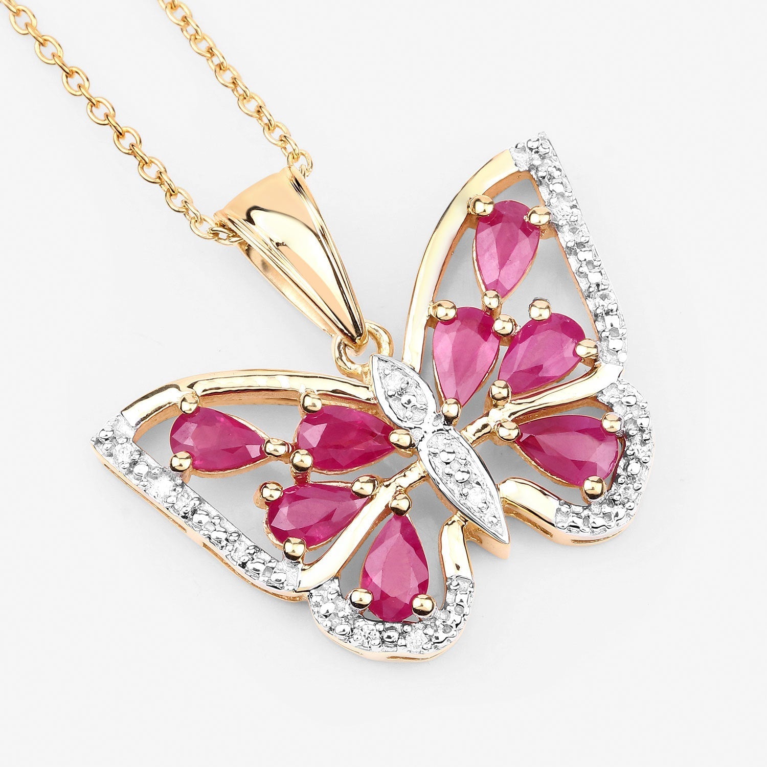 2.07 Carat Genuine Ruby and White Zircon .925 Sterling Silver Pendant  DestGlow