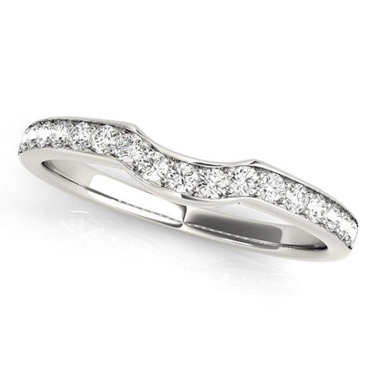 14k White Gold Curved Style Diamond Wedding Ring (1/4 cttw) by Bids.com