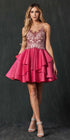 Juliet 760 Embellished Bodice Layered Skirt Short Dress by DiscountDressShop