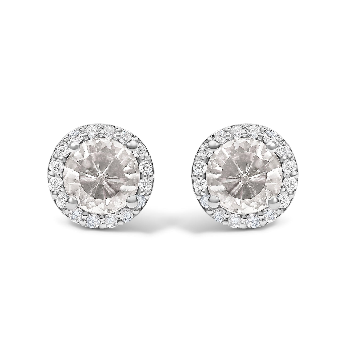 10K White Gold Purple Amethyst and 1/6 Cttw Diamond Halo Stud Earring