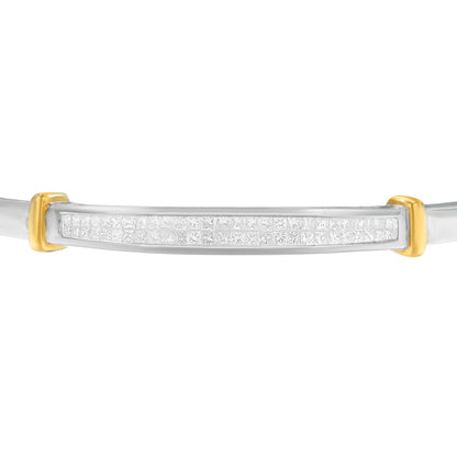 14K Two-Toned Gold Princess Cut Diamond Fashion Bangle (1 cttw, H-I Color, SI1-SI2 Clarity) by Bids.com