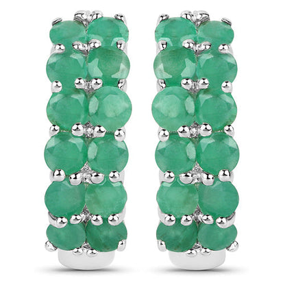 2.40 Carat Genuine Emerald .925 Sterling Silver Earrings  DestGlow