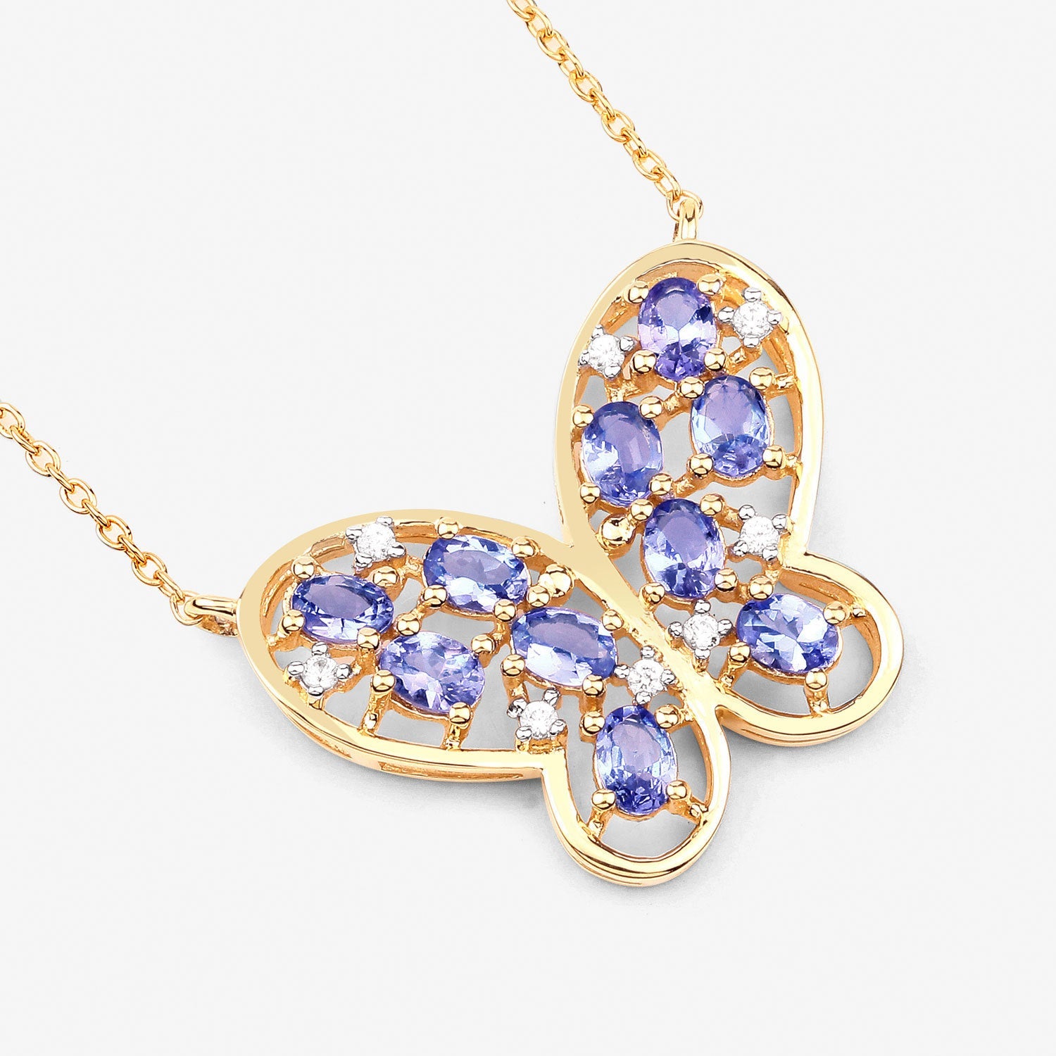 1.86 Carat Genuine Tanzanite and White Zircon .925 Sterling Silver Necklace by Bids.com