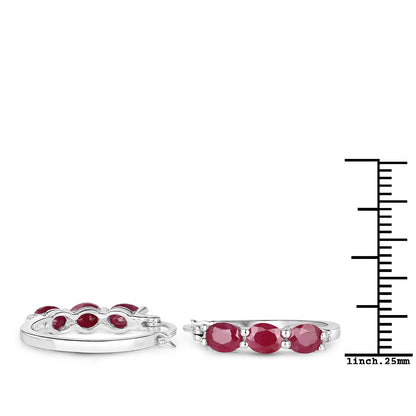 1.81 Carat Genuine Ruby and White Diamond .925 Sterling Silver Earrings  DestGlow