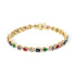 14K Yellow Gold Multi-Gemstone and Diamond Halo Rainbow Tennis Bracelet by Bids.com