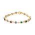14K Yellow Gold Multi-Gemstone and Diamond Halo Rainbow Link Bracelet by Bids.com