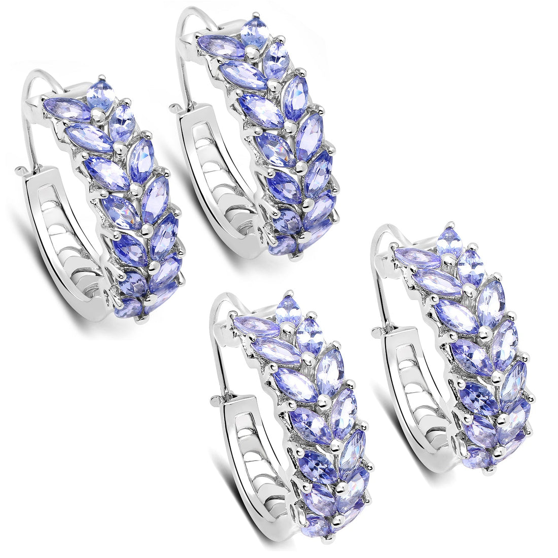 3.92 Carat Genuine Tanzanite .925 Sterling Silver Earrings by Bids.com