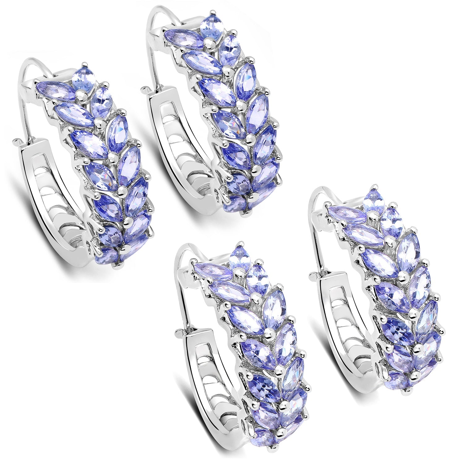 3.92 Carat Genuine Tanzanite .925 Sterling Silver Earrings by Bids.com