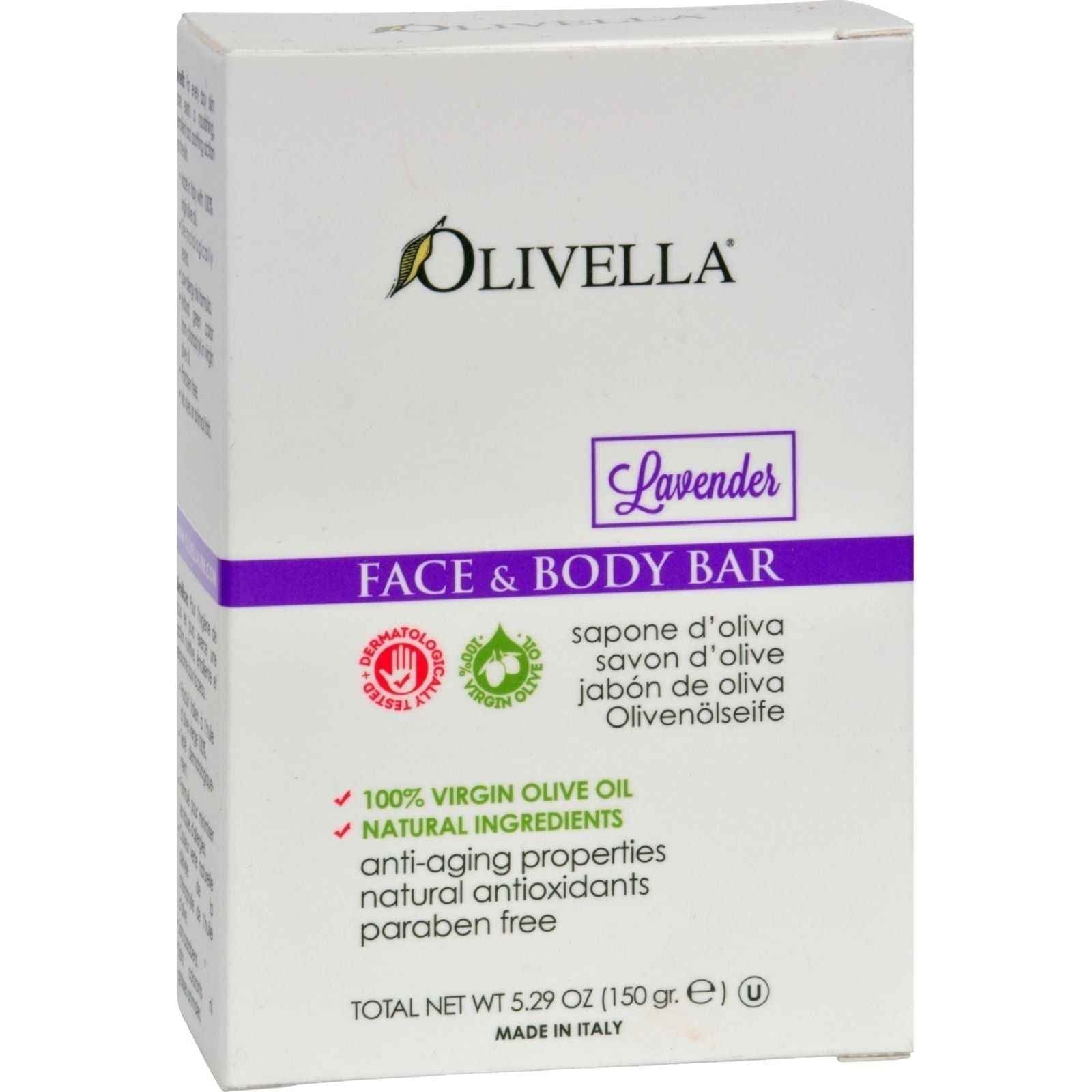 Olivella Face and Body Bar Soap, Lavender 5.29 oz