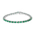 14K White Gold Alternating Oval Green Emerald and Diamond Tennis Bracelet by Bids.com